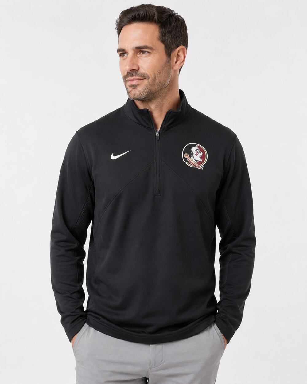 Nike FSU Seminoles Dri-FIT 1/4 Zip Training Pullover Black Medium